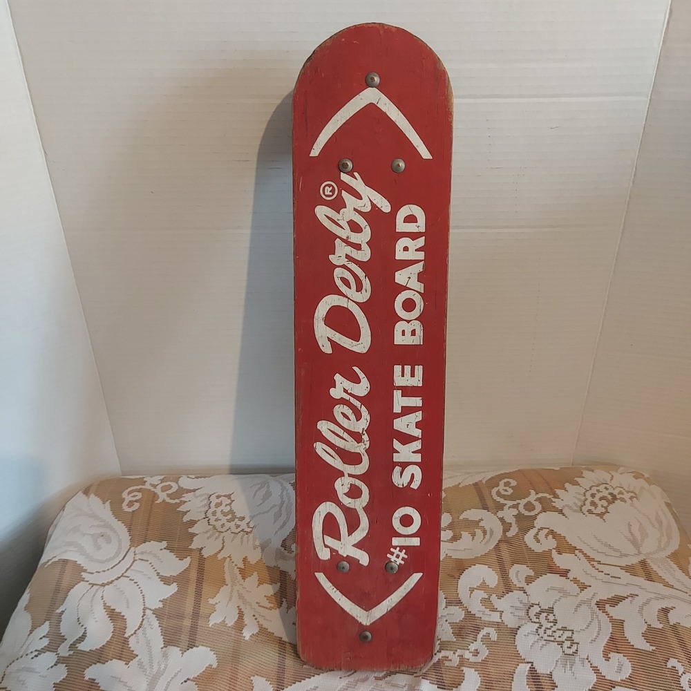 Vintage Roller Derby 10 Skateboard Red Wood Clay Wheels 19 inch Sidewalk Surfer